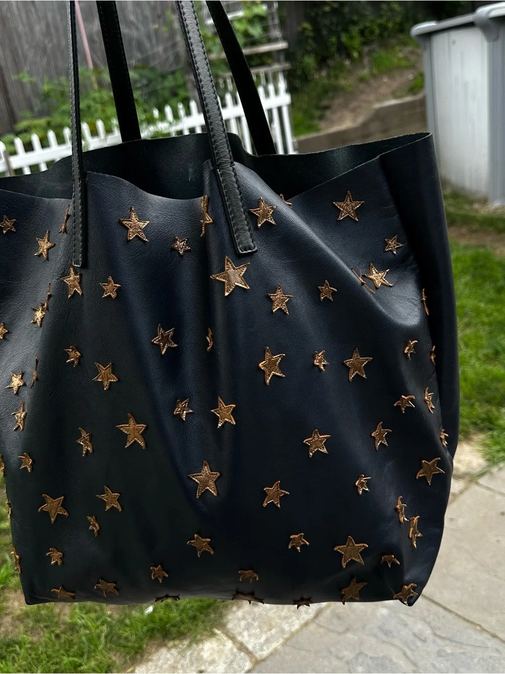 Red Valentino Leather Tote Bag Black With Stars